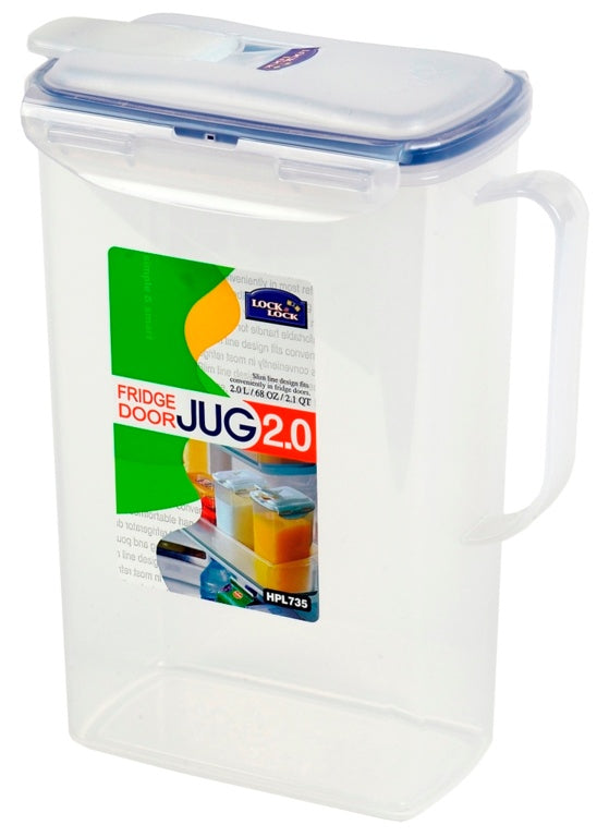 AMK® Locknlock Rectangular Fridge Door Jug - Clear/Blue 2L (190 x 100 x 234mm)