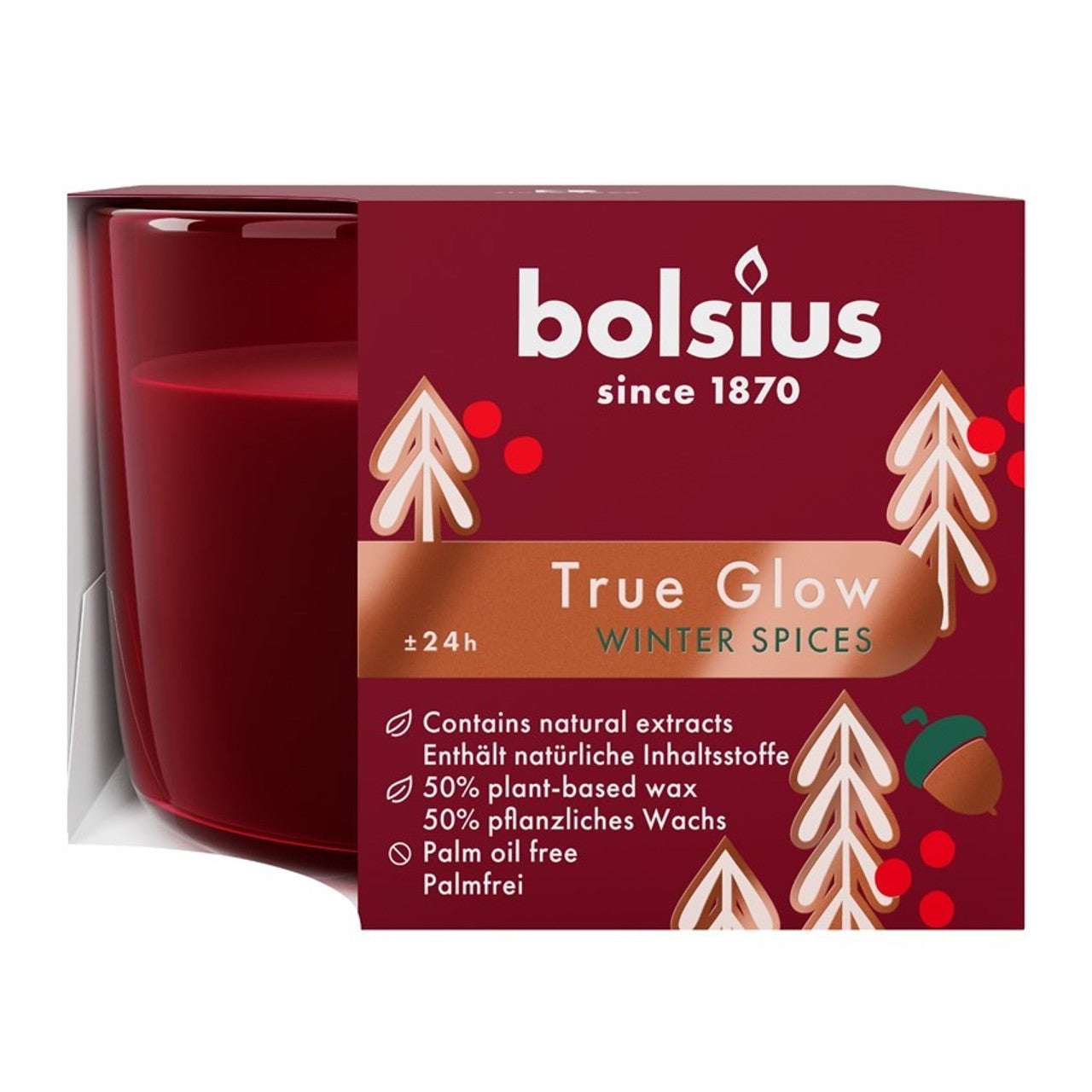 AMK® Bolsius True Glow Fragrance Winterspice / Red 63mm x 90mm