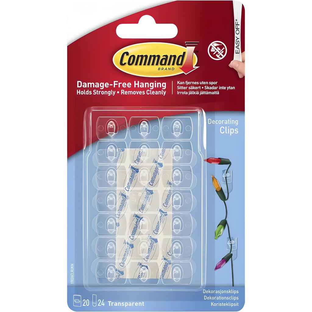 Command™ Clear Decorating Clips with Clear Strips 20 Clips / 24 Mini Strips
