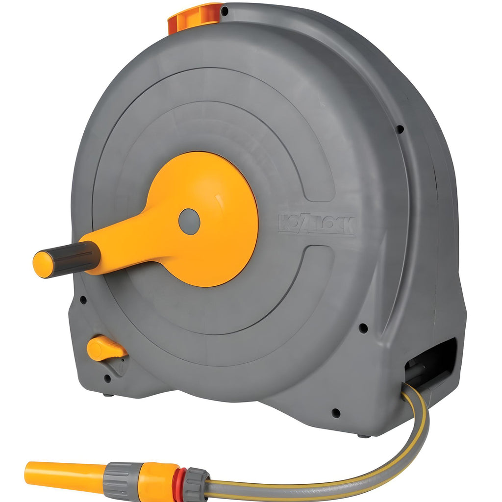 AMK® Hozelock Thru-Flow Self Layering Reel and Hose 0000 Fast Reel Free Standing