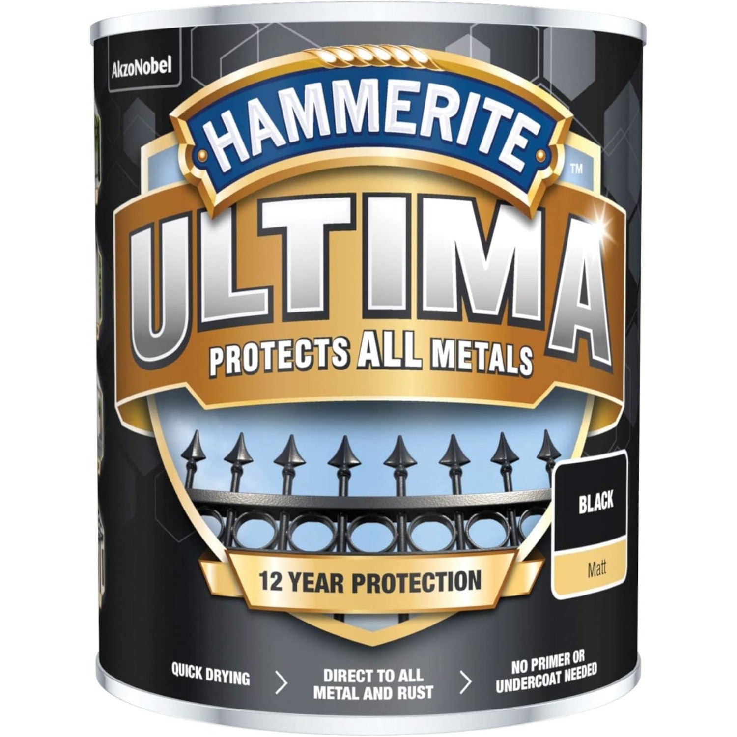 AMK® Hammerite Ultima Matt All Metal Paint 750ml Black
