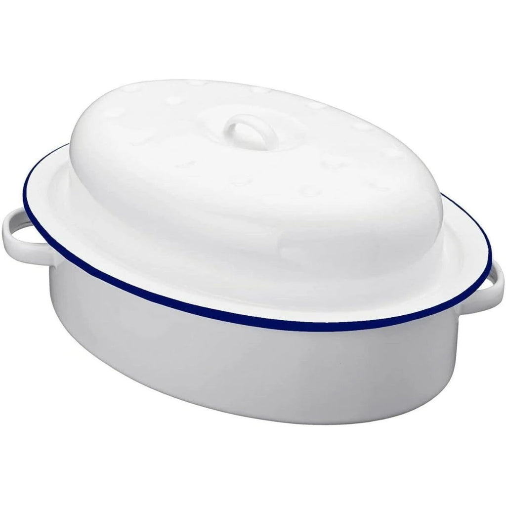 AMK® Falcon Falcon Oval Roaster - Traditional White 30cm x 21.5cm x 14.5D