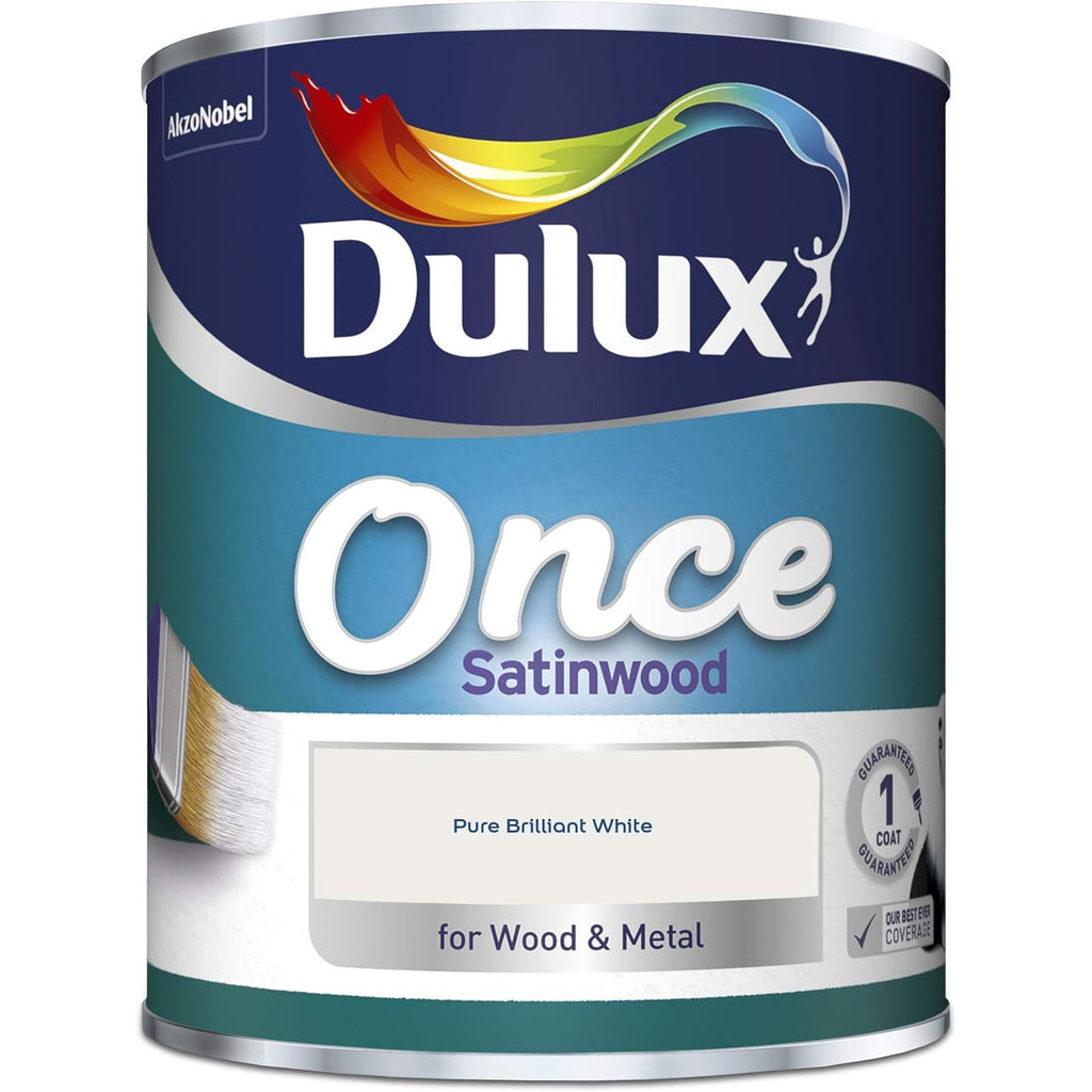 Dulux Once Coat Satin Wood 750ml Brilliant White