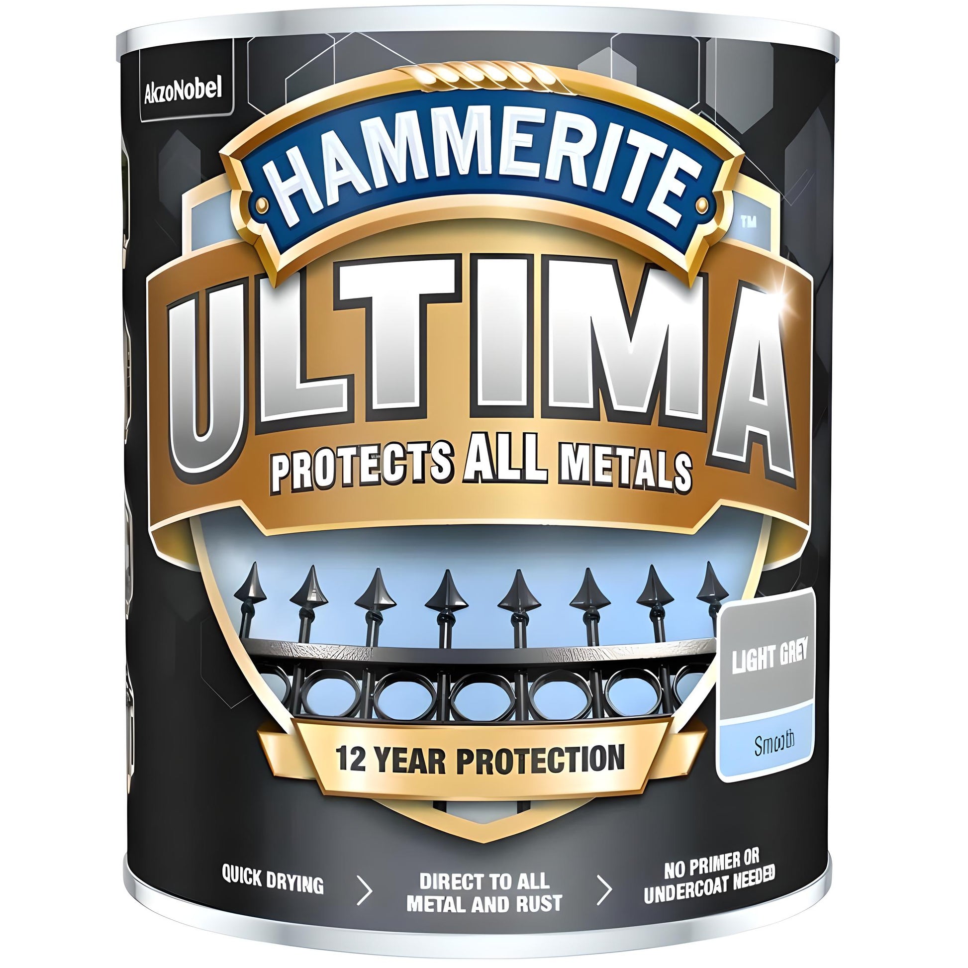Hammerite Ultima Smooth Metal Paint 750ml Light Grey