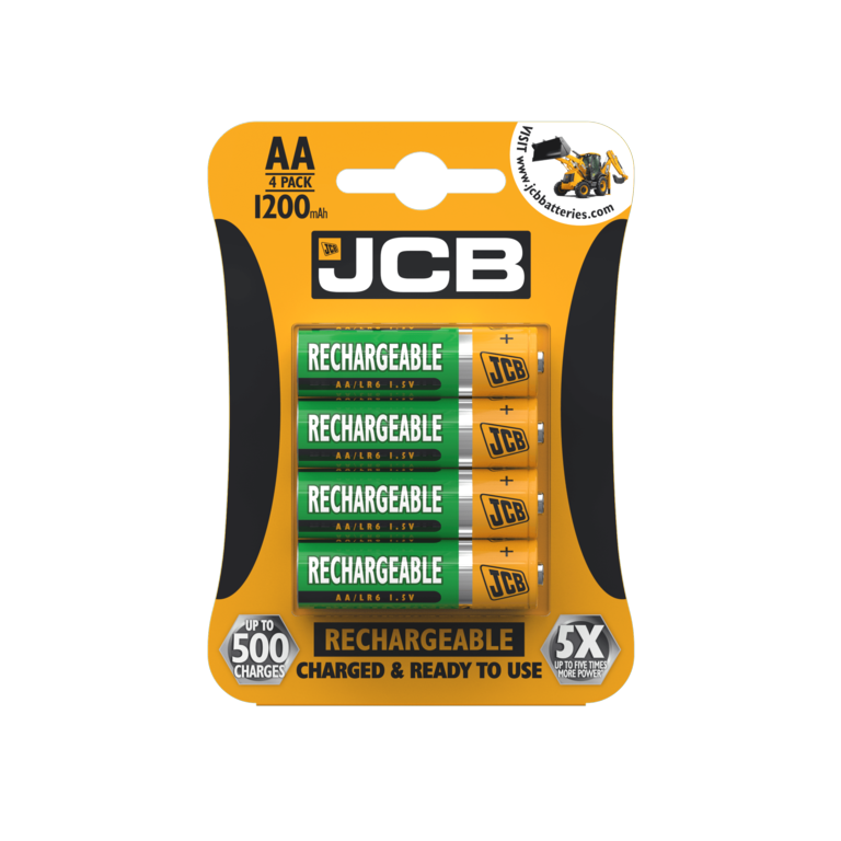 AMK® JCB Rechargeable AA Batteries Card 4 1200mAh
