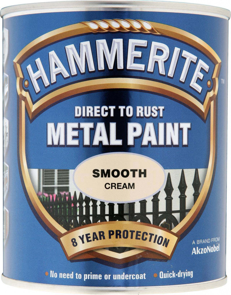 AMK® Hammerite Metal Paint Smooth 750ml Cream