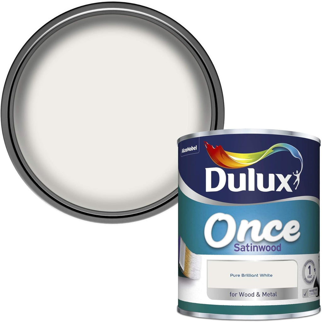 Dulux Once Coat Satin Wood 750ml Brilliant White