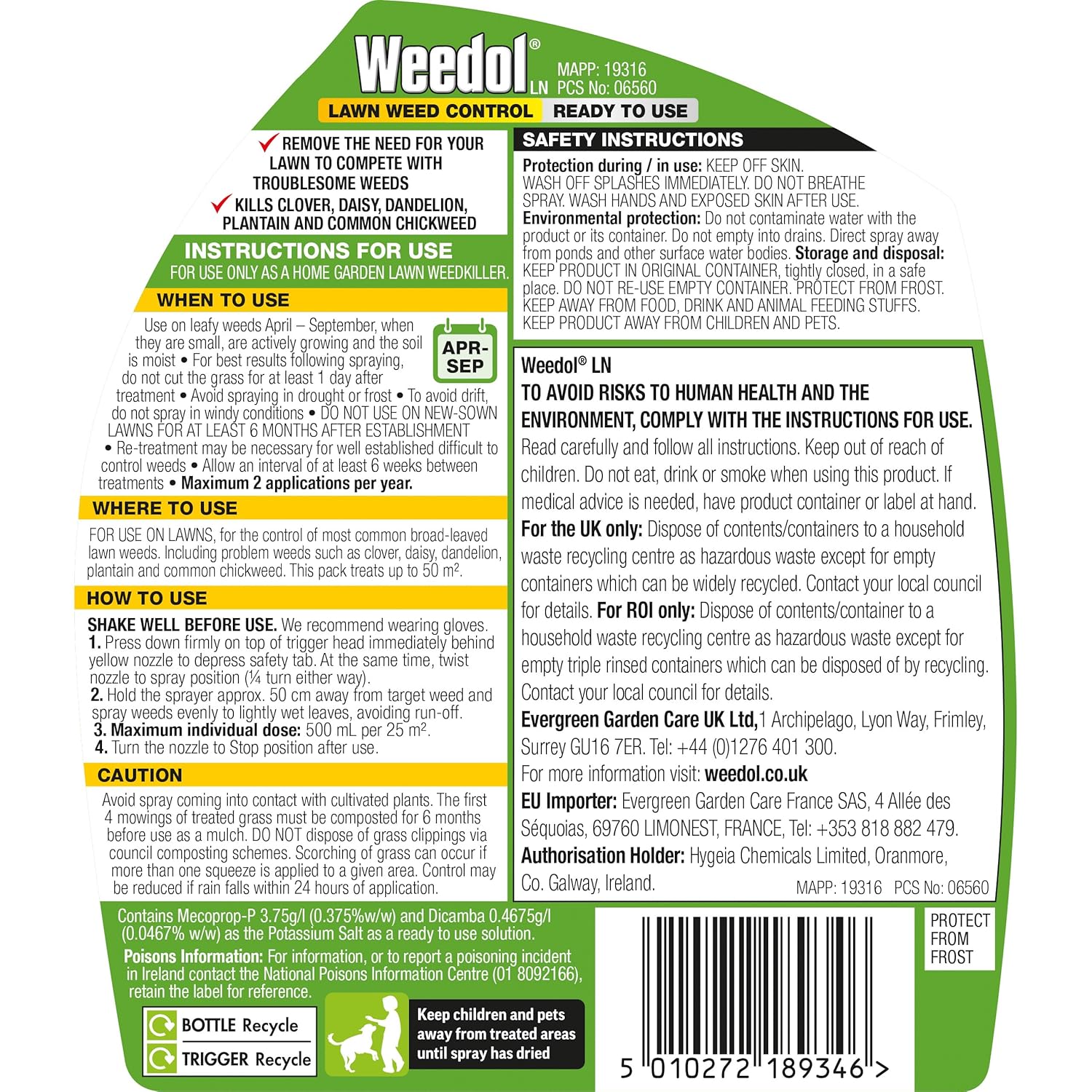 Weedol Lawn Weed Killer Gun 1L