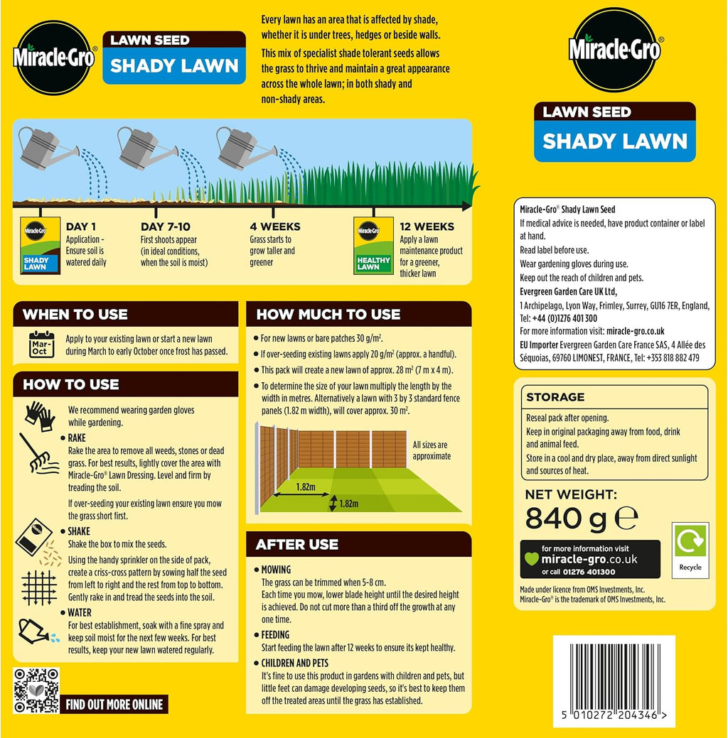 Miracle-Gro® Shady Lawn Seed Covers Up To 28m2