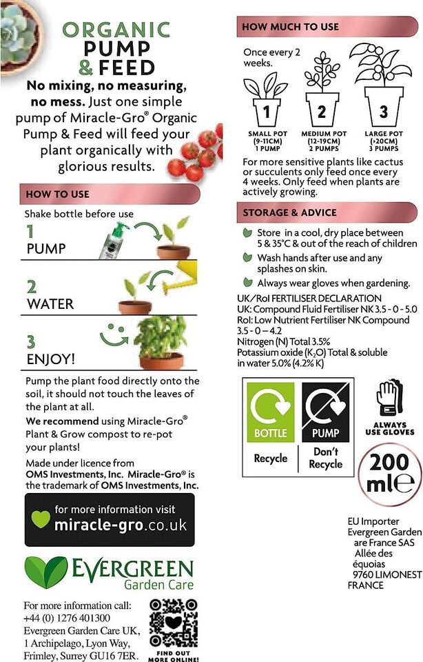Miracle-Gro® Organic Pump & Feed 200ml