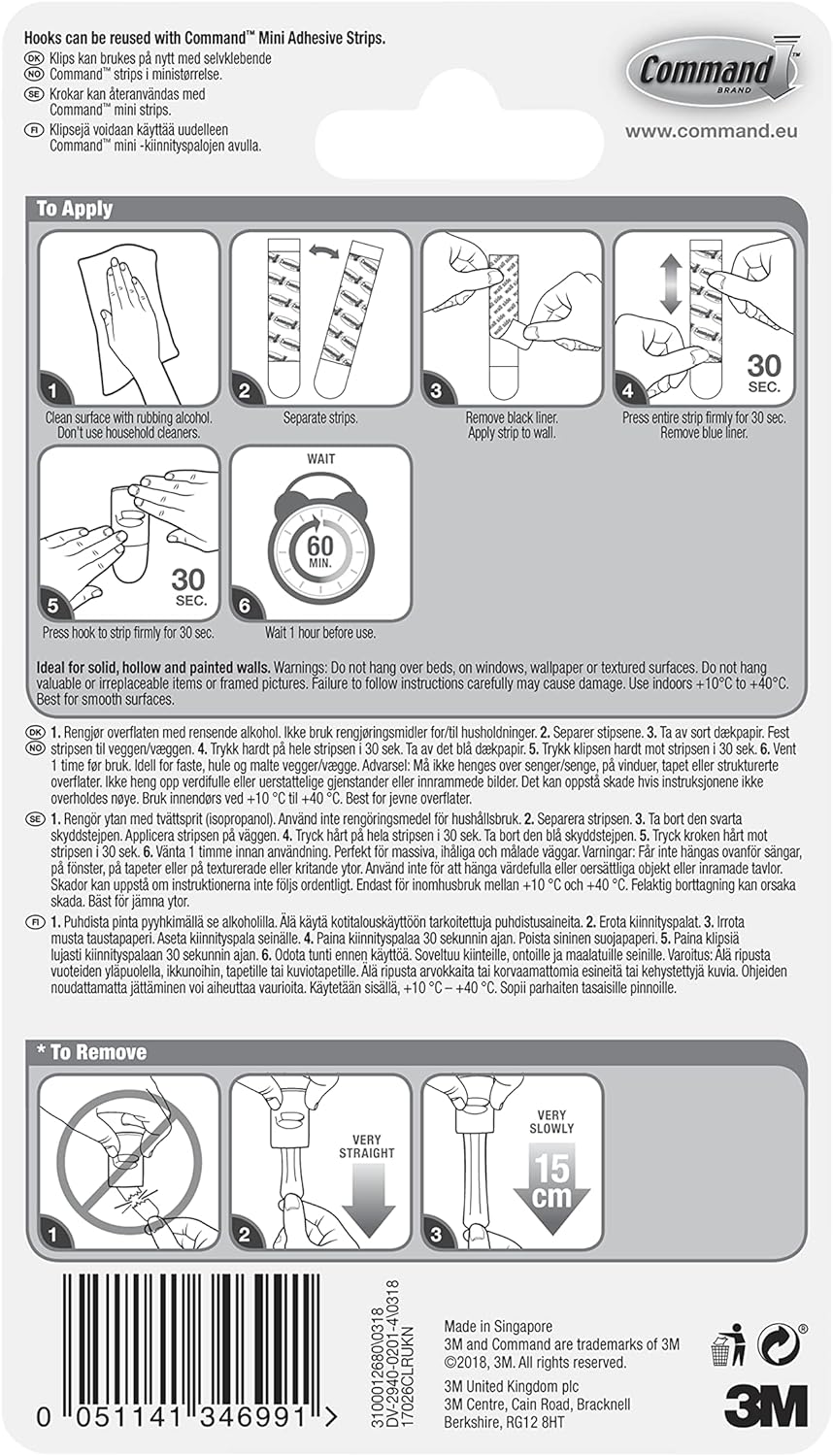 Command™ Clear Decorating Clips with Clear Strips 20 Clips / 24 Mini Strips