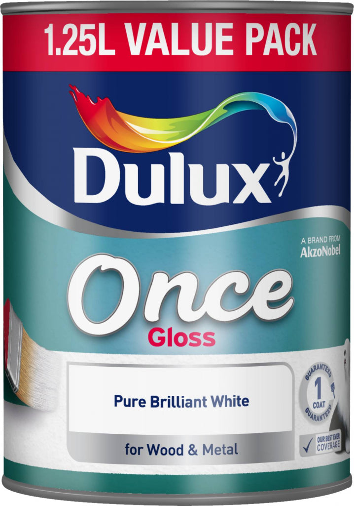 AMK® Dulux Once Gloss 1.25L Pure Brilliant White