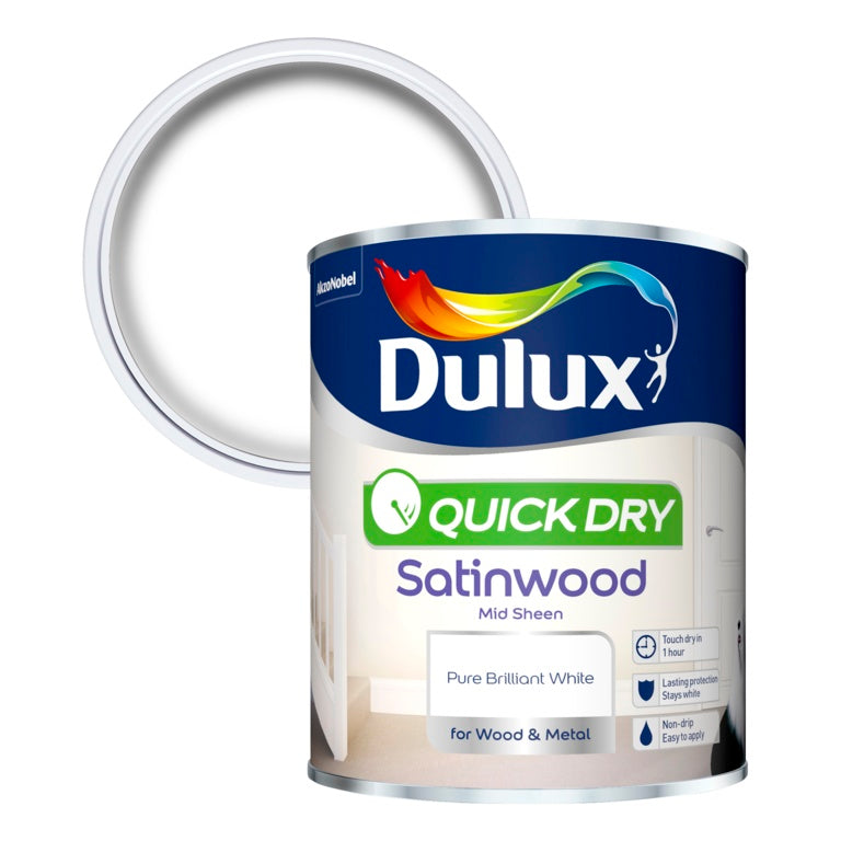 AMK® Dulux Quick Dry Satinwood 750ml Pure Brilliant White