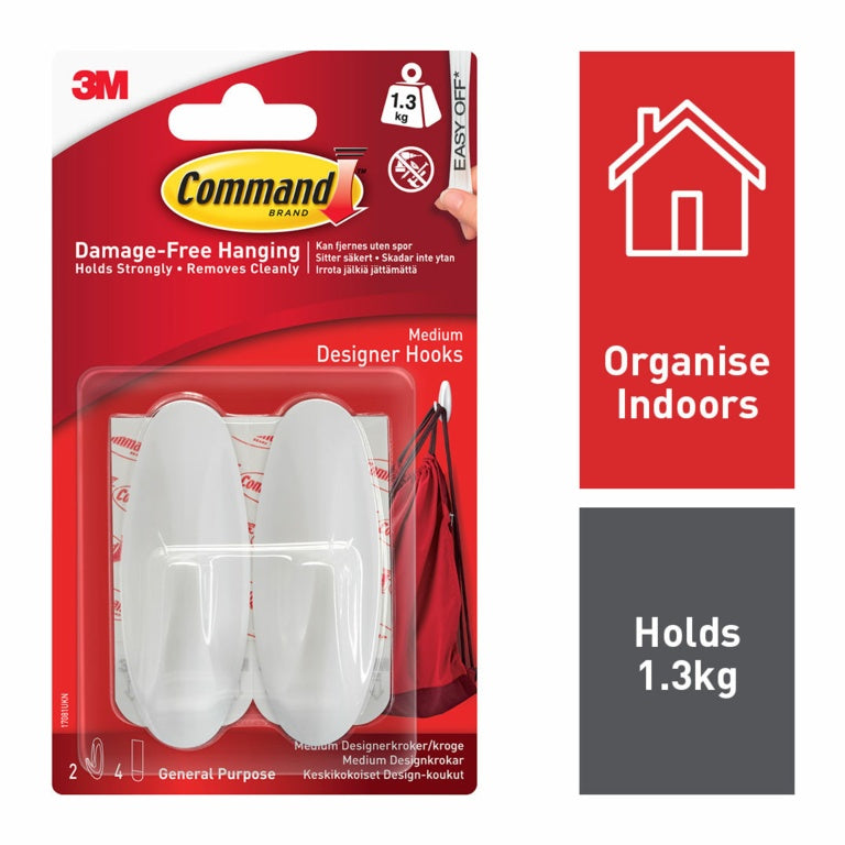 AMK® Command™ Medium Designer Hooks 2 Hooks, 4 Medium Strips