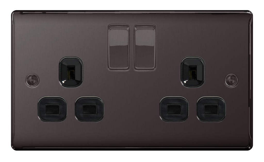 AMK® BG 13a 2 Gang Switch Socket Black Nickel With Black Inserts