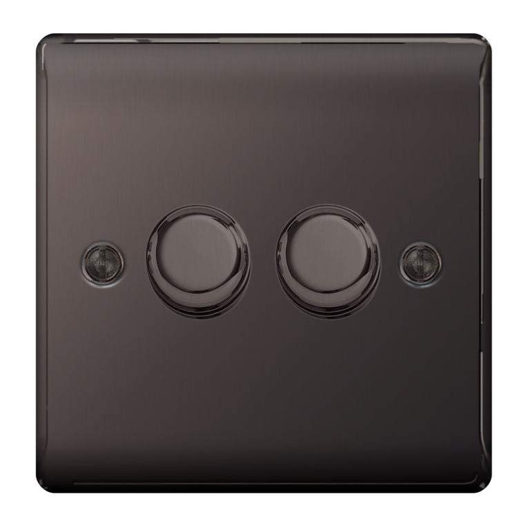 AMK® BG 2 Gang 2 Way Push Dimmer Switch 400w Metal Black