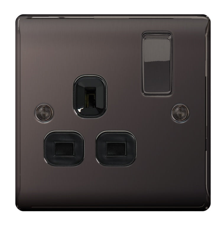 AMK® BG Metal Black Nickel Switched Socket 1 Gang