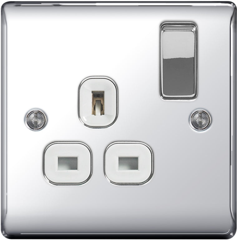 AMK® BG Chrome 13a Switched Socket 1 Gang