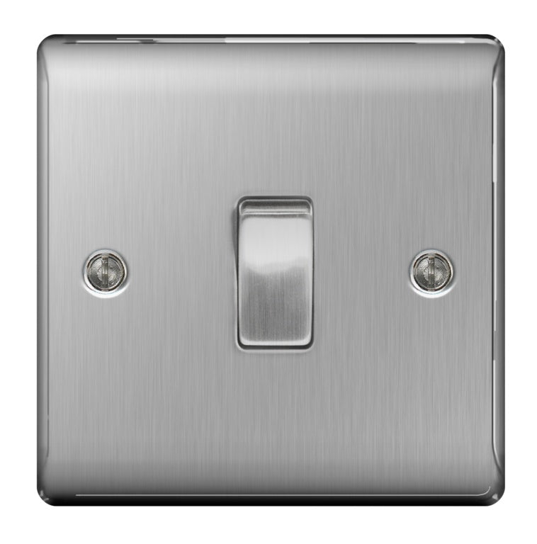 AMK® BG Brushed Steel 10ax Plate Switch Intermediate
