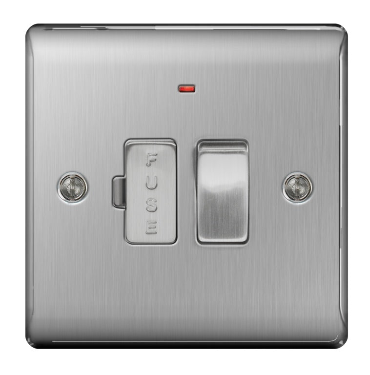 AMK® BG Brushed Steel  Switched Fused Connection Unit 13a