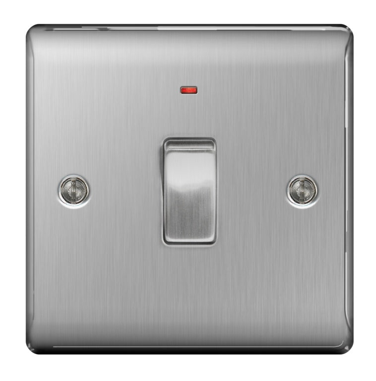 AMK® BG Brushed Steel Dp Switch Neon 20a