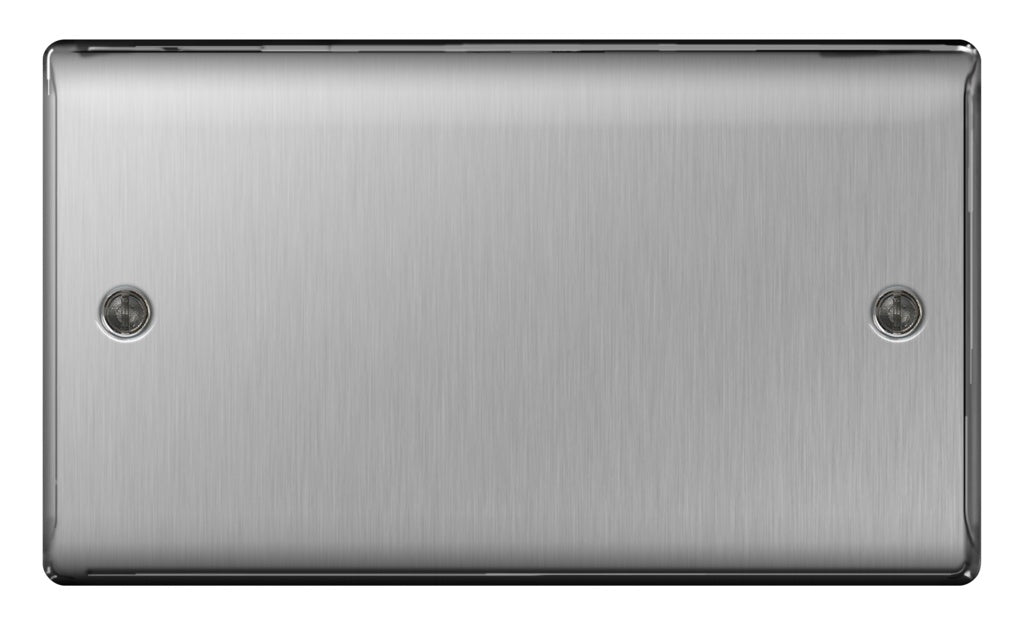 AMK® BG Brushed Steel Blank Plate 2 Gang