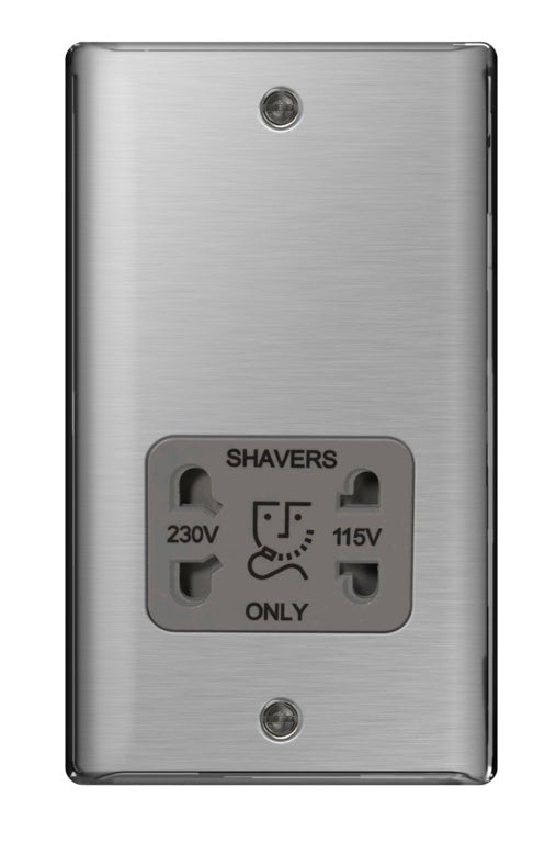 AMK® BG Shaver Socket 115/230v Brushed Steel