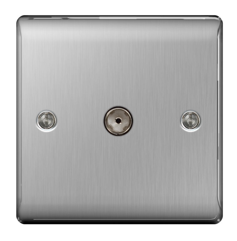 AMK® BG Brushed Steel Co-Axial Socket 1 Gang