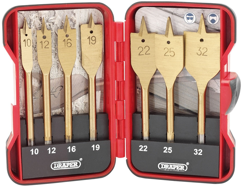 AMK® Draper Titanium Nitride Coated Flat Wood Bit Set 7 Piece