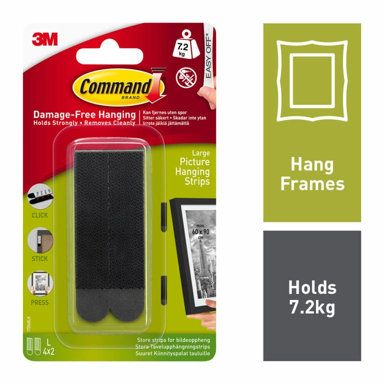 AMK® Command™ Large Black Picture Hanging Strips 4 Sets of Large Strips