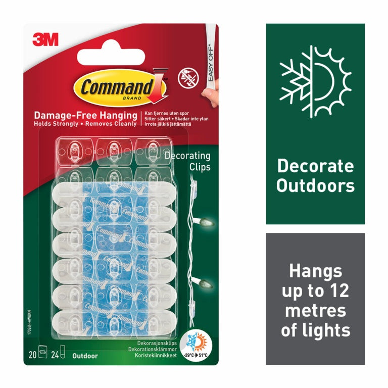 AMK® Command™ Outdoor Decorating Clips 20 Clips, 24 Water Resistant Strips