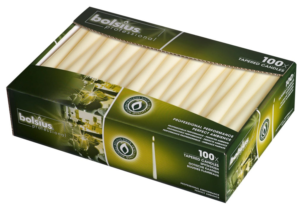 AMK® Bolsius Tapered Candles Box 100 Ivory
