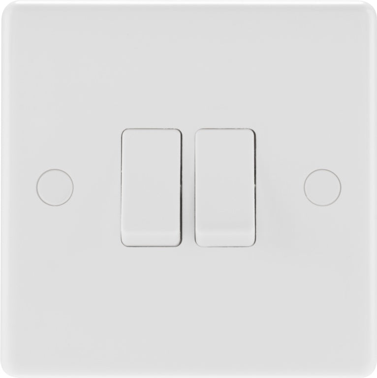 AMK® BG 2 Gang 2 Way White Round Edge Switch 10a
