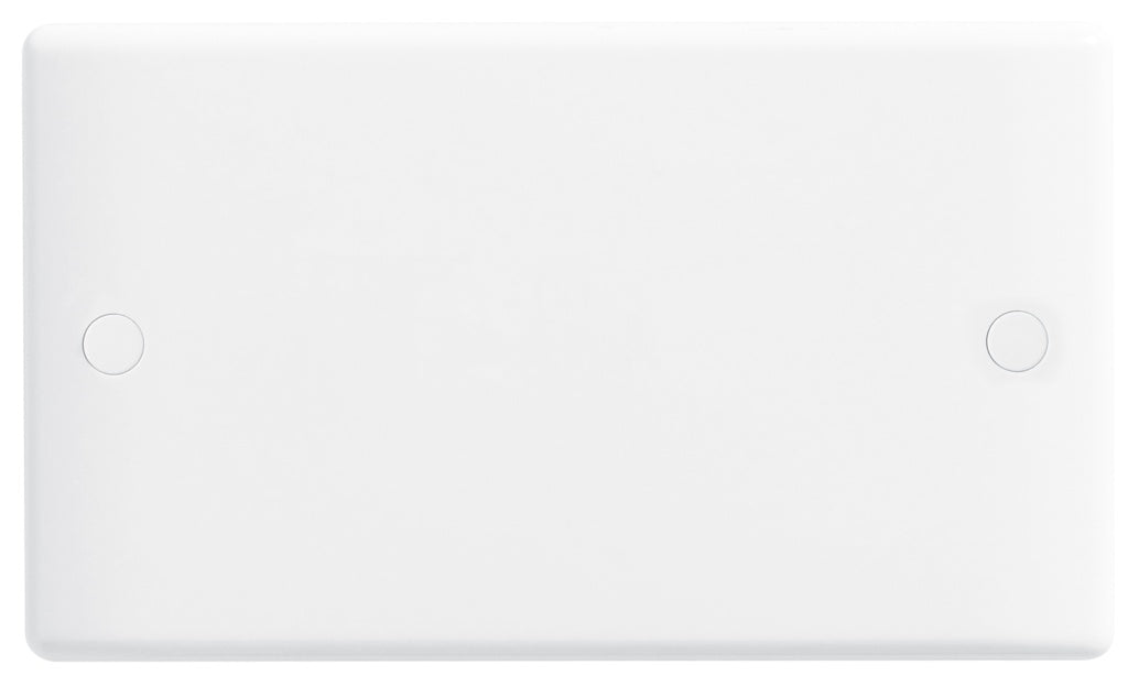 AMK® BG White Round Edge Blank Plate 2 Gang