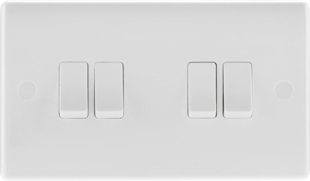 AMK® BG 2 Way White Round Edge Switch 10a 4 Gang