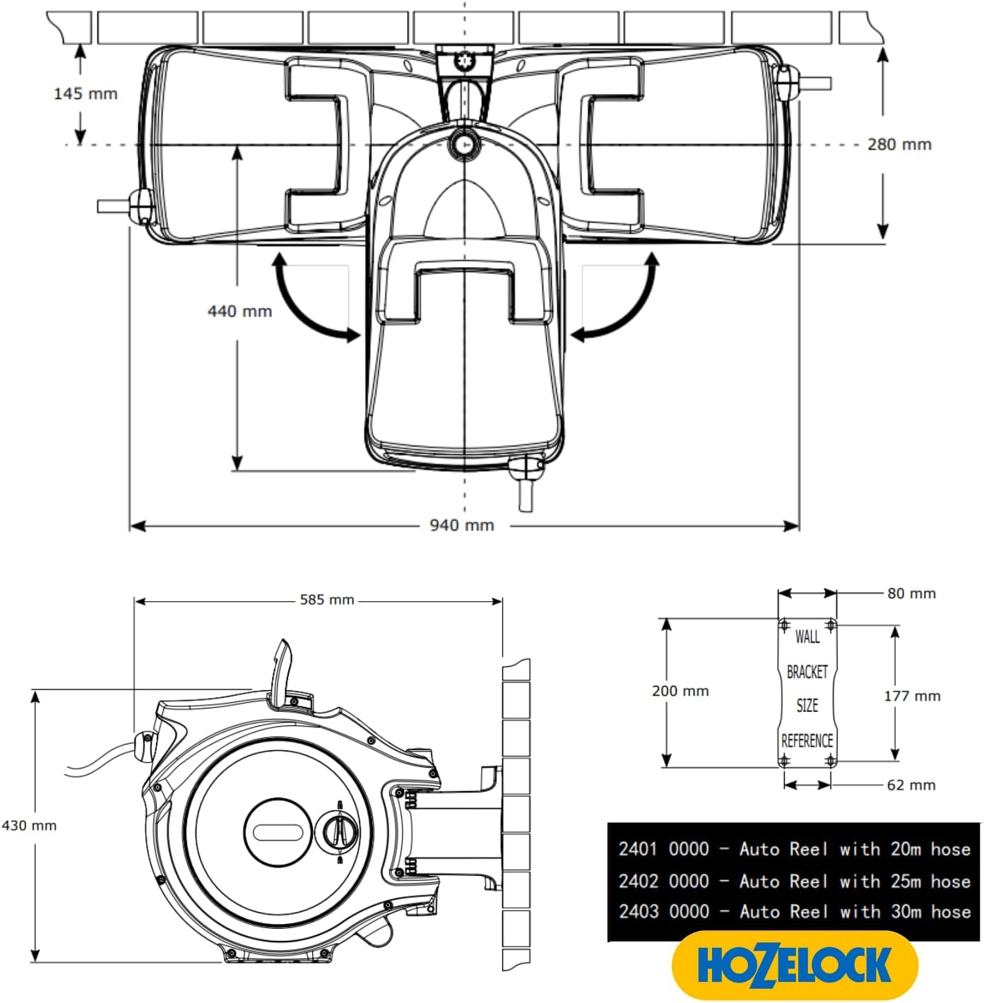 Hozelock Auto Reel Retractable Hose System 20m