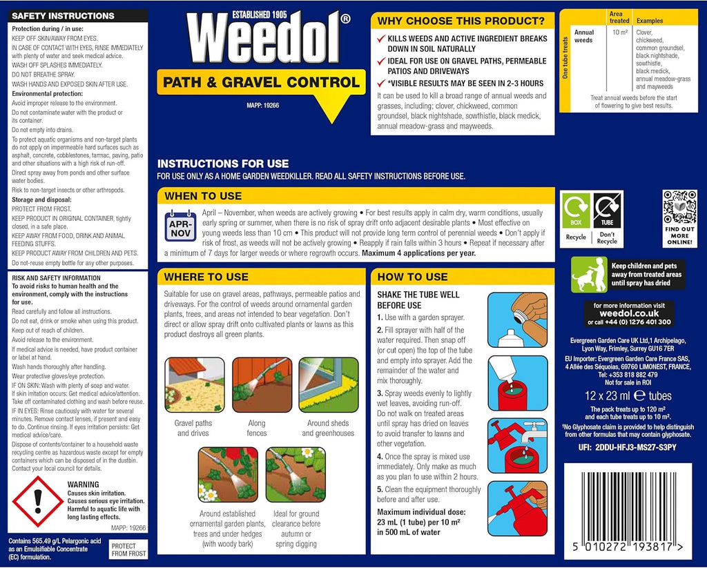 Weedol Path & Gravel Control 12 Tube Concentrate