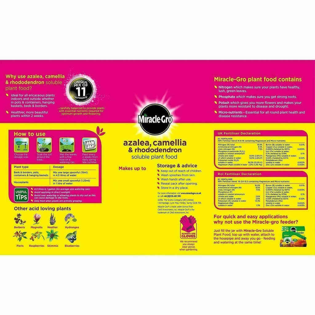 AMK® Miracle-Gro® Azalea, Camellia & Rhododendron Soluble Plant Food 500g Carton