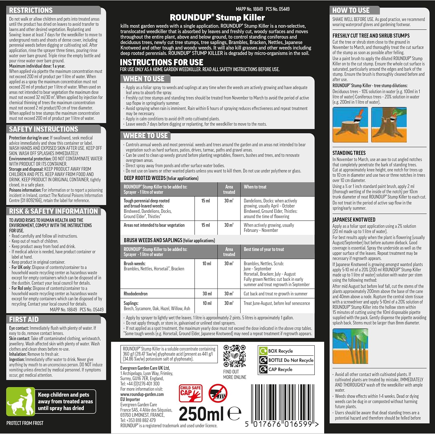 Roundup Tree Stump & Rootkiller 250ml