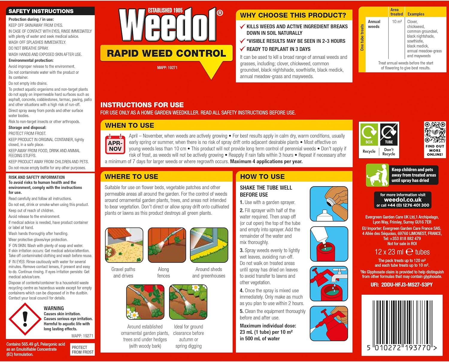 Weedol Rapid Weed Control 12 Tubes Concentrate