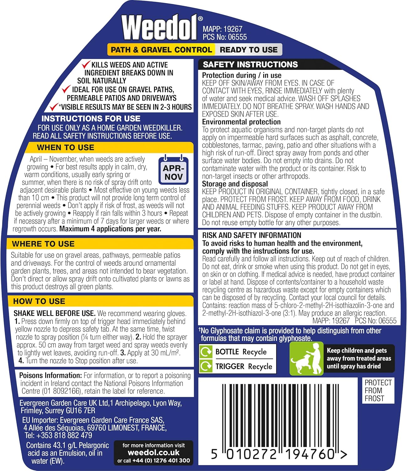 AMK® Weedol Path & Gravel Control 1L RTU