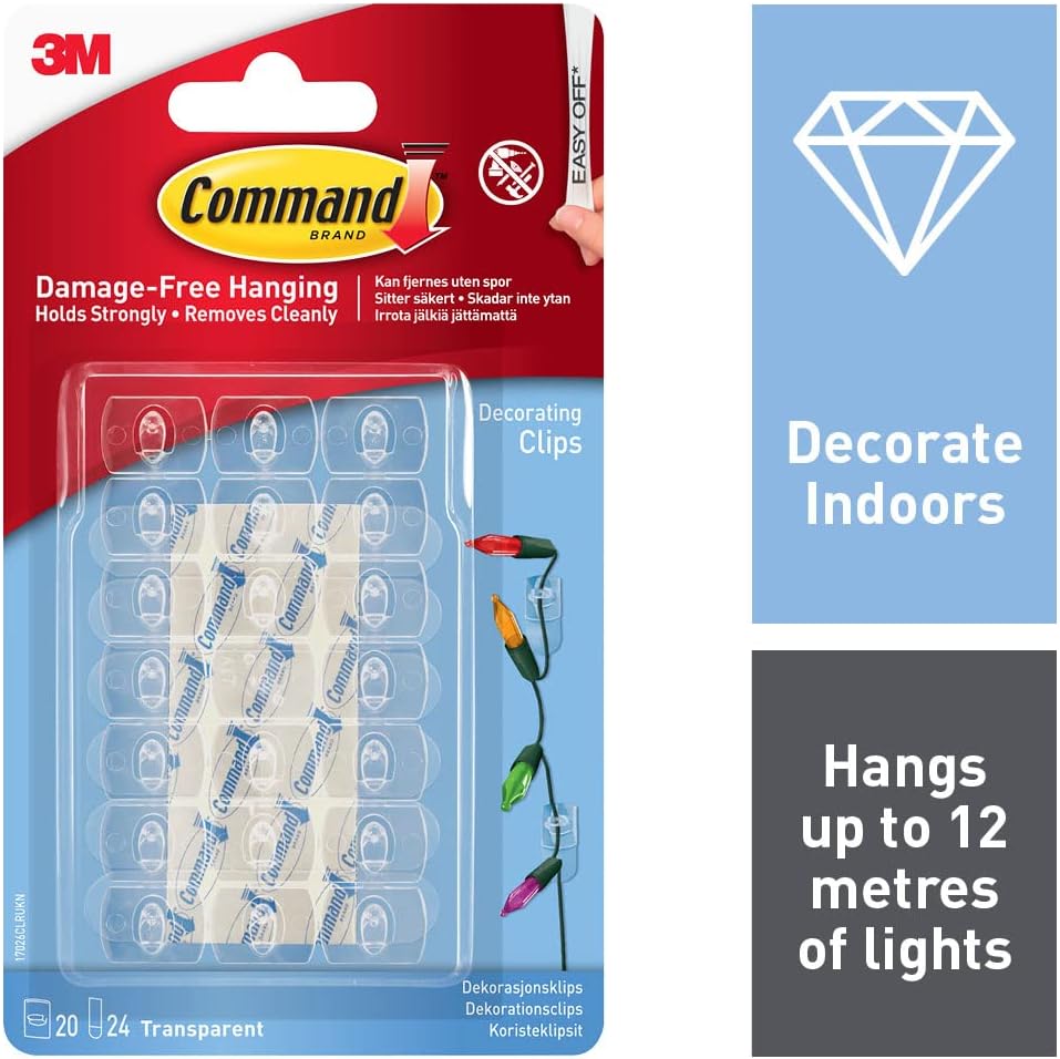 Command™ Clear Decorating Clips with Clear Strips 20 Clips / 24 Mini Strips
