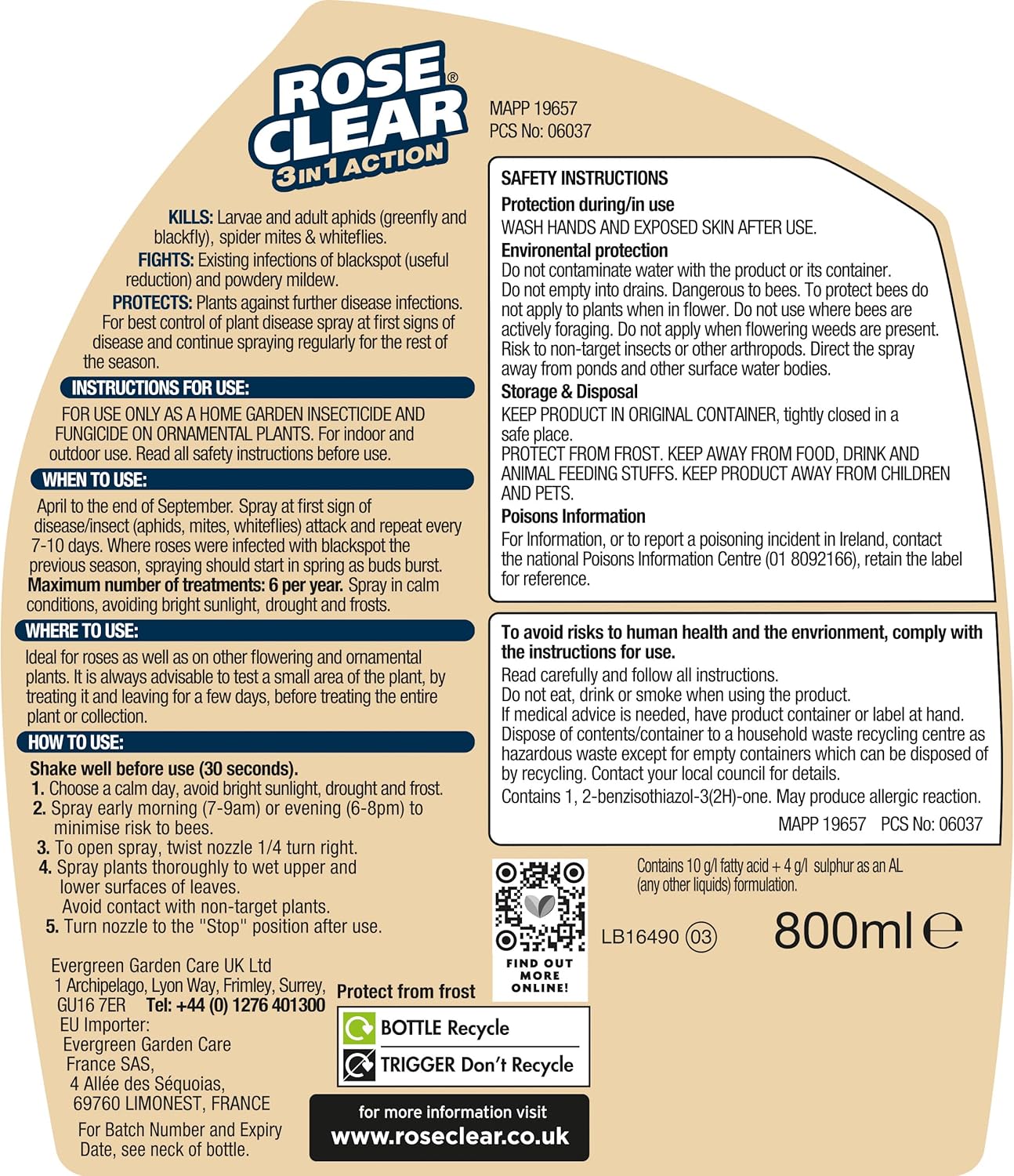 AMK® RoseClear 3 in 1 Ready to Use 800ml