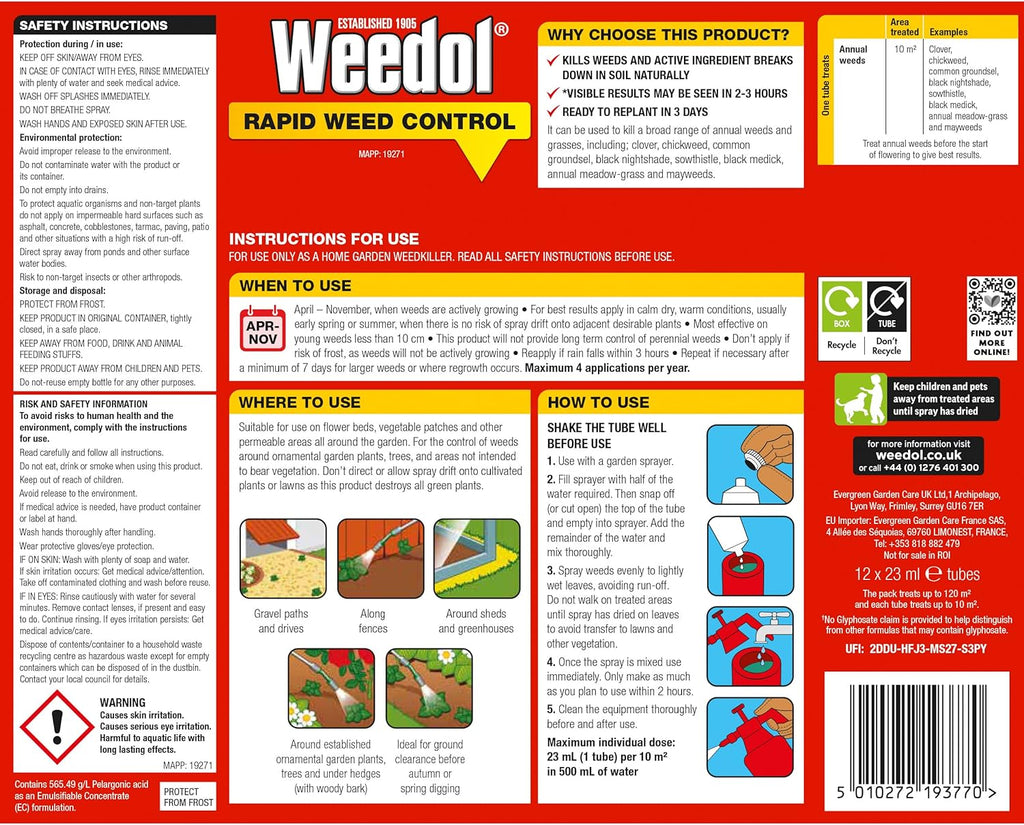 AMK® Weedol Rapid Weed Control 12 Tubes Concentrate