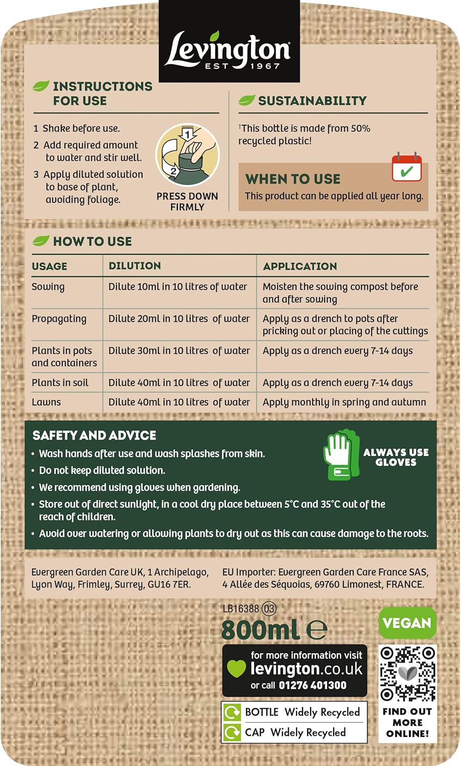 AMK® Levington Seaweed Tonic 800ml