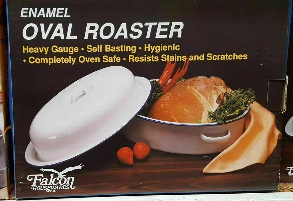 AMK® Falcon Falcon Oval Roaster - Traditional White 30cm x 21.5cm x 14.5D