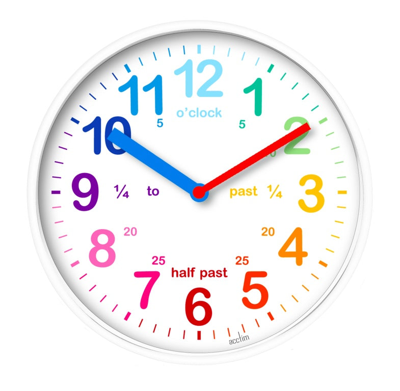 AMK® Acctim Wickford Kids Time Teach Clock 20cm White