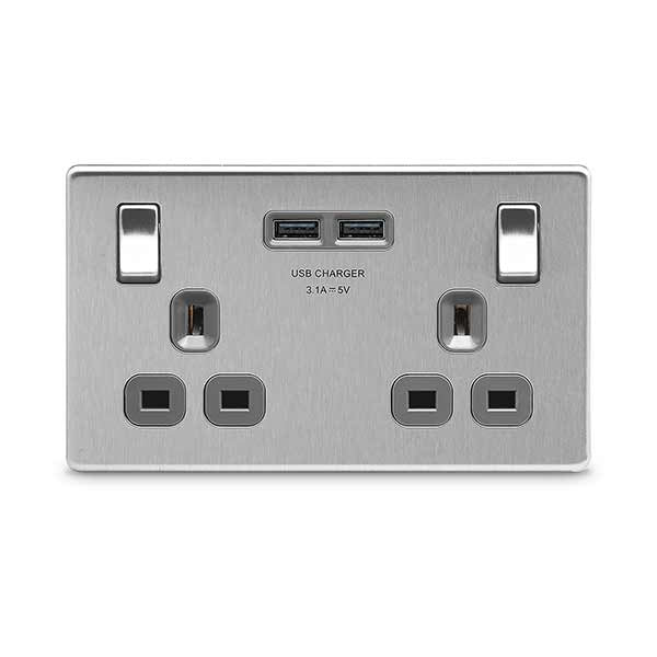 AMK® BG Switched Socket 2 Socket Double Pole 13a
