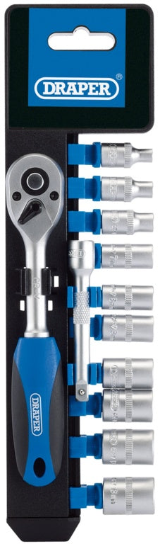AMK® Draper 1/4" Sq Dr Metric Socket & Ratchet Set 12 Piece