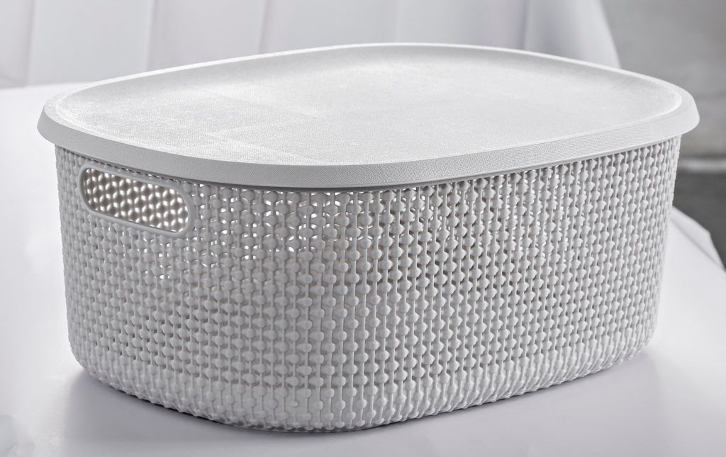 AMK® Blue Canyon Medium Storage Box With Lid Light Grey